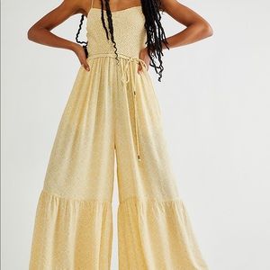 Free People “Little of your Love” Jumpsuit in Tea Combo (Yellow)